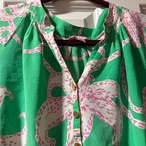 Lilly Pulitzer green and Pink  Print Blouse